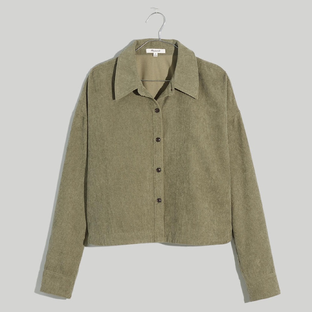 Madewell Olive Corduroy Button-Up Top